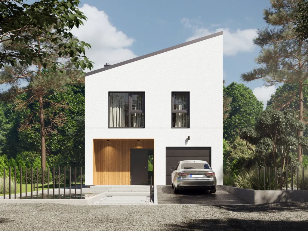 Dom prefabrykowany piętrowy P11 widok z frontu