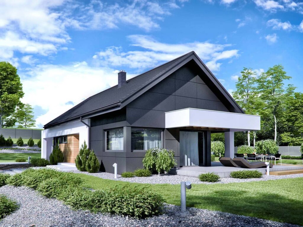 Dom prefabrykowany parterowy HOMEKONCEPT 44 z ogrodem