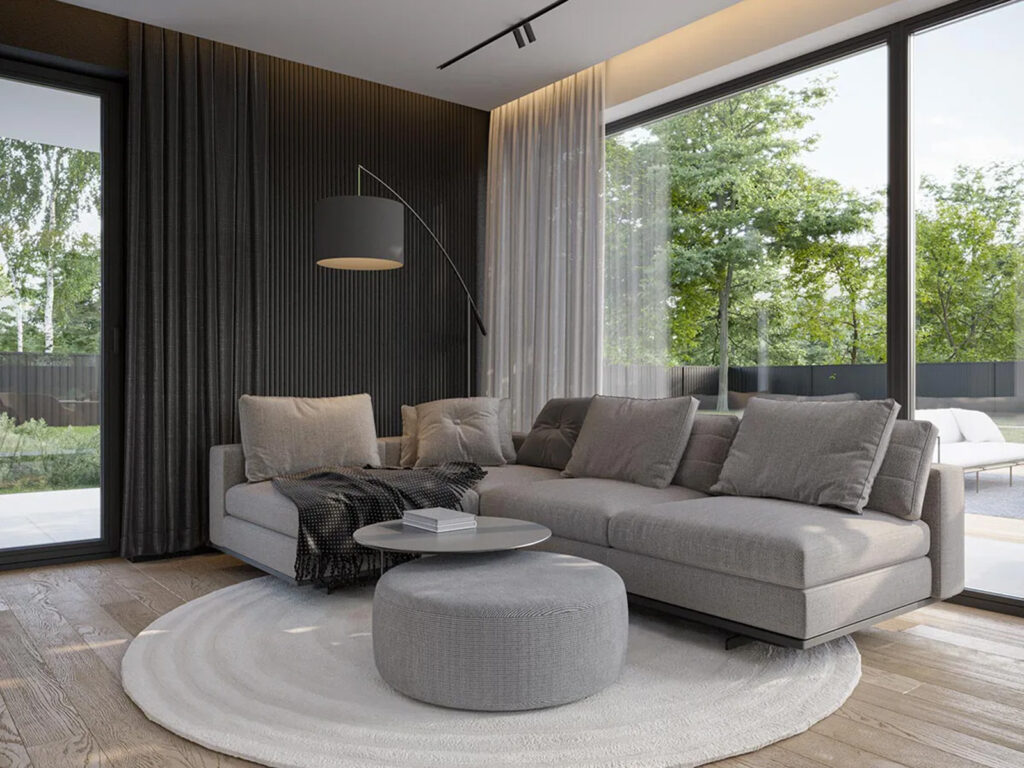 Salon domu prefabrykowanego z poddaszem użytkowym HOMEKONCEPT 101