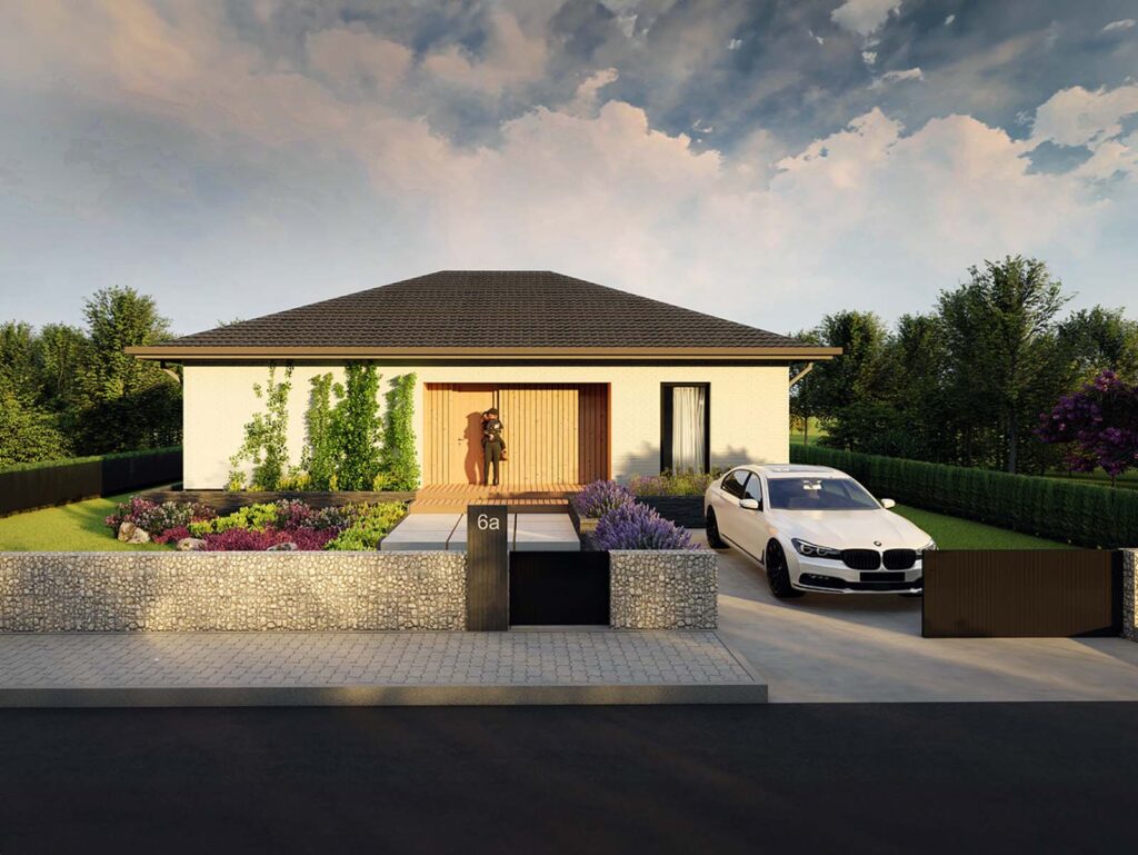 Dom szkieletowy parterowy Ojcowski 04 widok z frontu